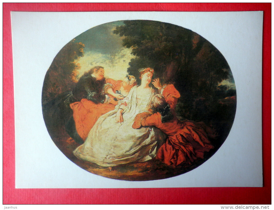 painting by Jean-François de Troy - Scene in the Park - french art - unused - JH Postcards