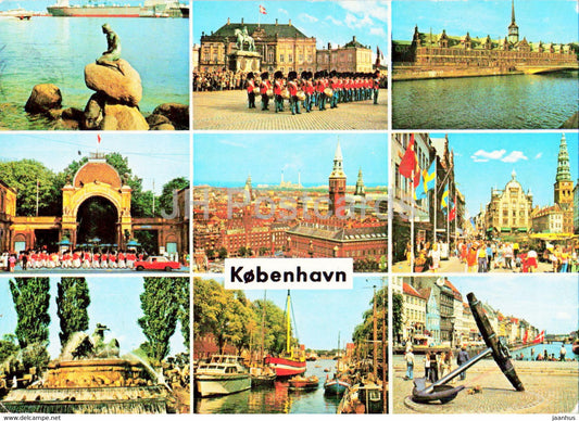Copenhagen - Little Mermaid - boat - ship - Guard - anchor - multiview - 1979 - Denmark - used - JH Postcards