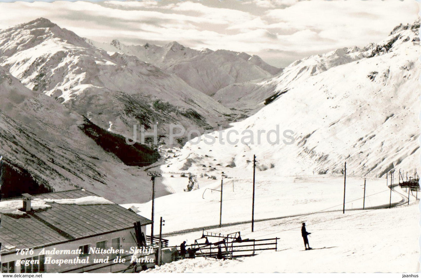 Andermatt - Natschen Skilift gegen Hospenthal und die Furka - 7676 - old postcard - Switzerland - unused - JH Postcards