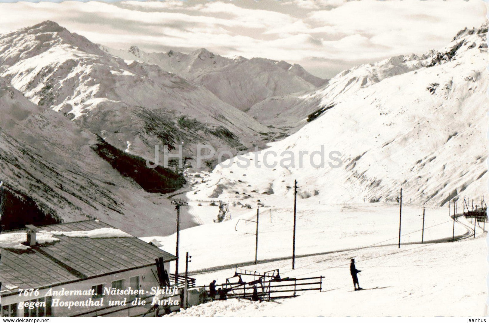 Andermatt - Natschen Skilift gegen Hospenthal und die Furka - 7676 - old postcard - Switzerland - unused - JH Postcards