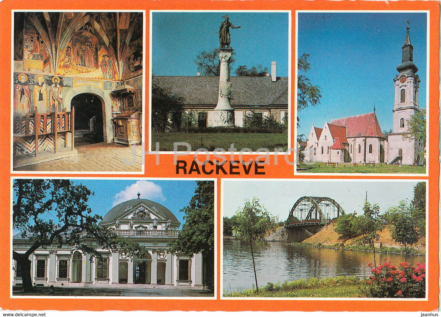 Rackeve - church - monument - bridge - multiview - 1985 - Hungary - used - JH Postcards