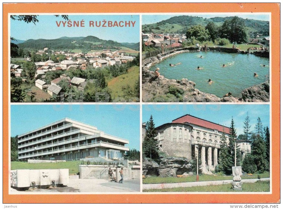 Travertine Spa houses - travertine lake Krater - village - Vysne Ruzbachy - Czechslovakia - Slovakia - unused - JH Postcards