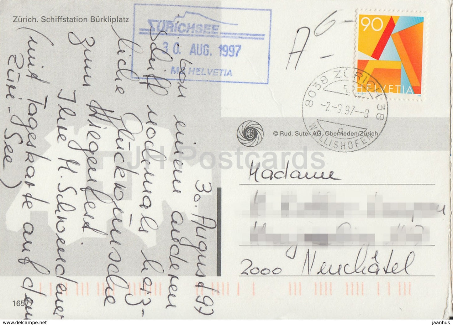 Zürich - Schiffstation Burkliplats - Schiff - MS Helvetia - Sondersiegel - 1997 - Schweiz - gebraucht