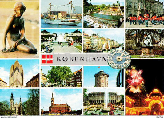 Copenhagen - multiview - Little Mermaid - city views - 1990 - Denmark - used - JH Postcards