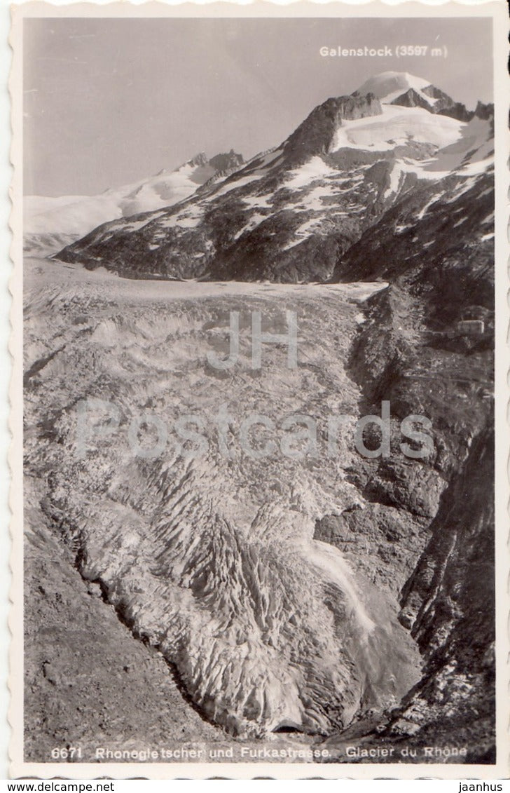 Rhonegletscher und Furkastrasse - Glacier du Rhone - Galenstock - 6671 - Switzerland - 1926 - unused - JH Postcards