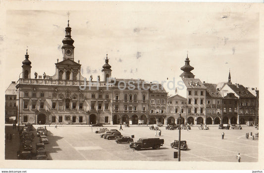 Ceske Budejovice - car - old postcard - 1953 - Czechoslovakia - Czech Republic - used - JH Postcards