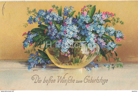 Birthday Greeting Card - Die Besten Wunsche zum Geburtstage - flowers - Amag 2870 - old postcard - 1934 - Germany - used - JH Postcards