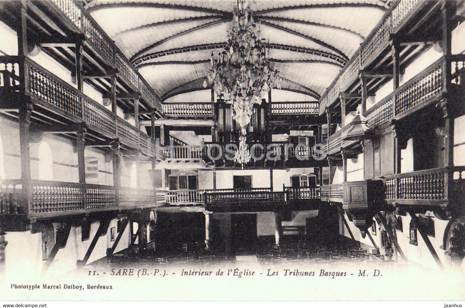 Sare - Interieur de l'Eglise  - Les Tribunes Basques - church - 11 - old postcard - France - unused - JH Postcards