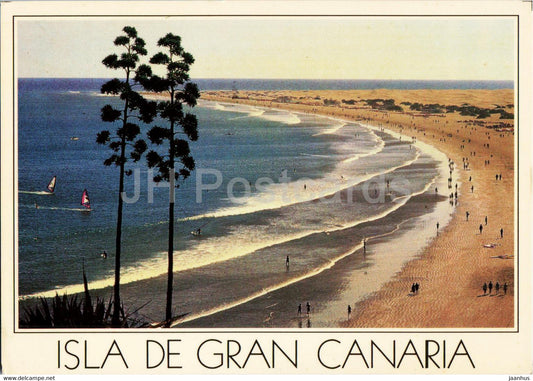 Isla de Gran Canaria - Playa del Ingles - beach - 12 - Spain - used - JH Postcards