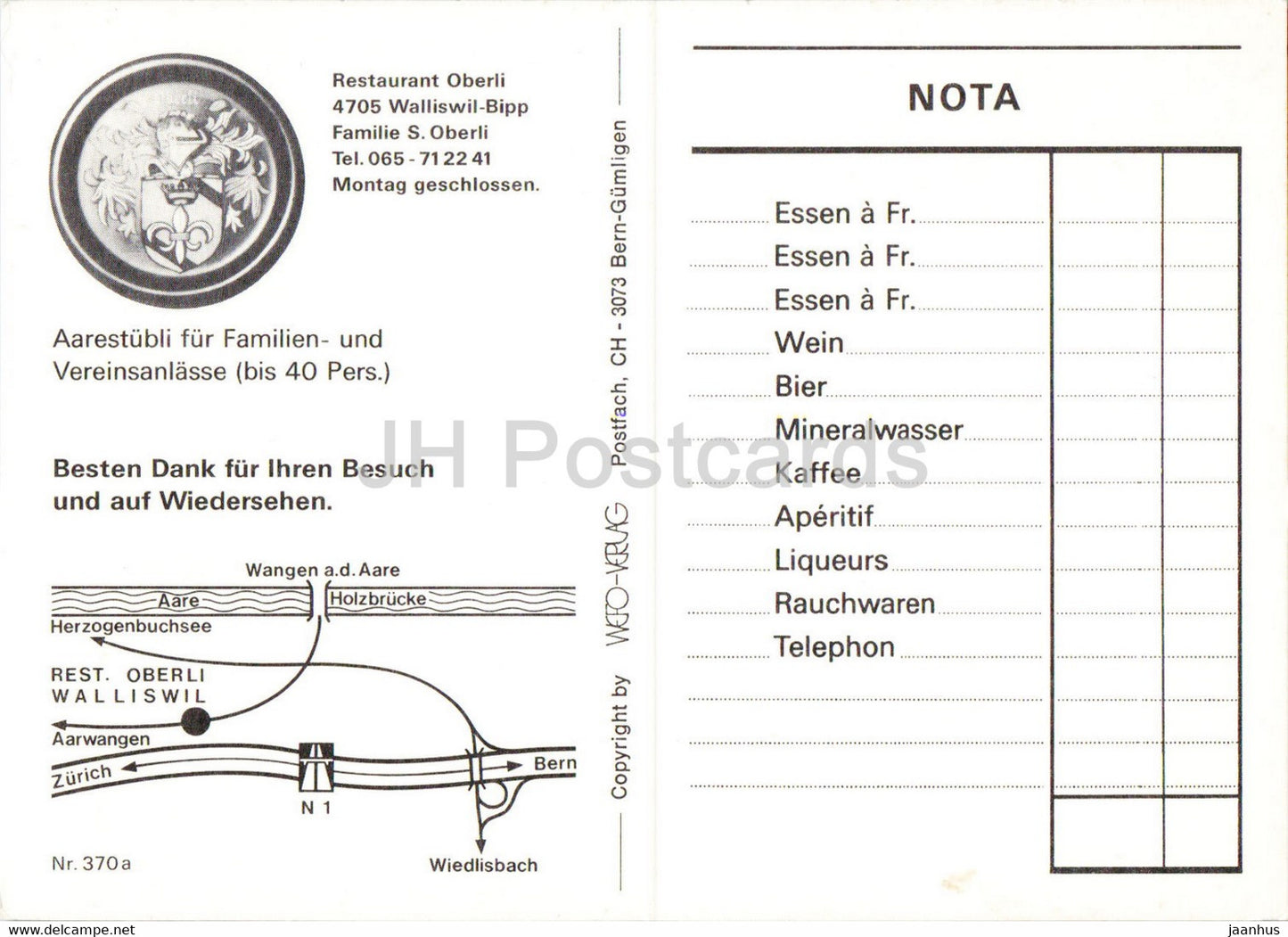 Restaurant Oberli - Walliswil Bipp - Switzerland - unused