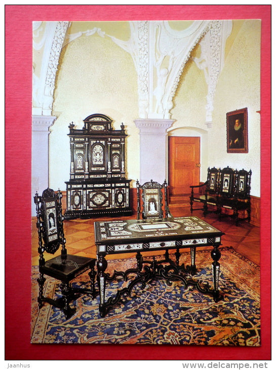 Pseudo Renaissance furniture inlaid with ivory - Cervená Lhota Castle - Czech Republic - Czechoslovakia - unused - JH Postcards