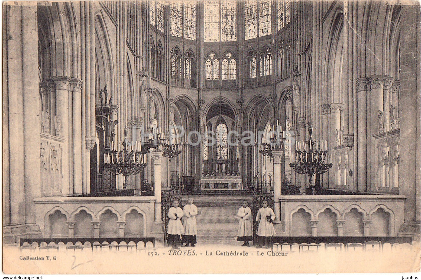 Troyes - La Cathedrale - Le Choeur - cathedral - 152 - 1919 - old postcard - France - used - JH Postcards