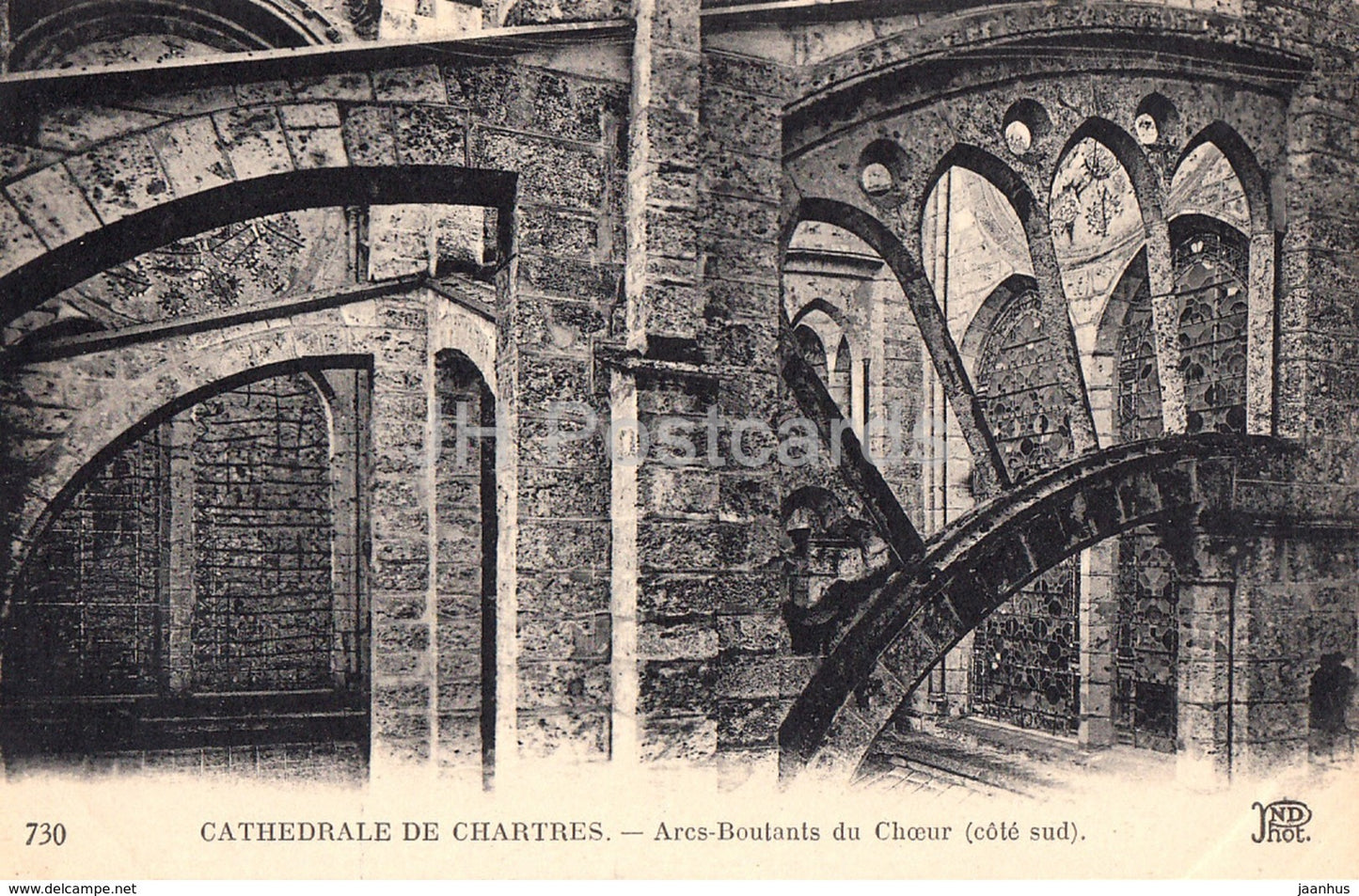 Cathedrale de Chartres - Arcs Boutants du Choeur - cote sud - cathedral - 730 - old postcard - France - unused - JH Postcards