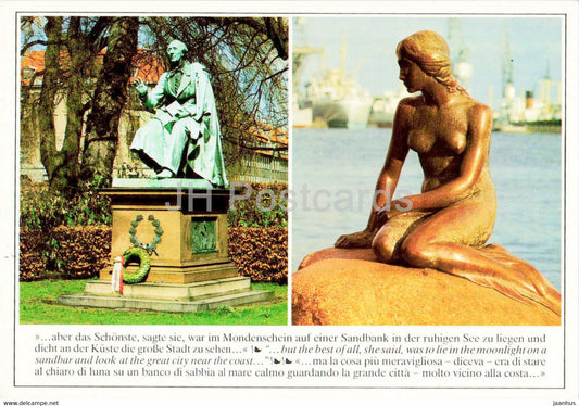 Copenhagen - monument to H C Andersen - Little Mermaid - Denmark - unused - JH Postcards