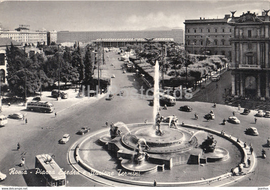 Roma - Rome - Piazza Esedra e Stazione Termini - bus - square - 1964 - Italy - used - JH Postcards