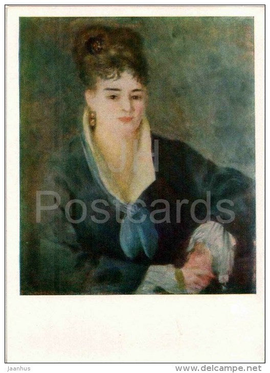 painting by Pierre-Auguste Renoir - Lady in Black - woman - french art - unused - JH Postcards