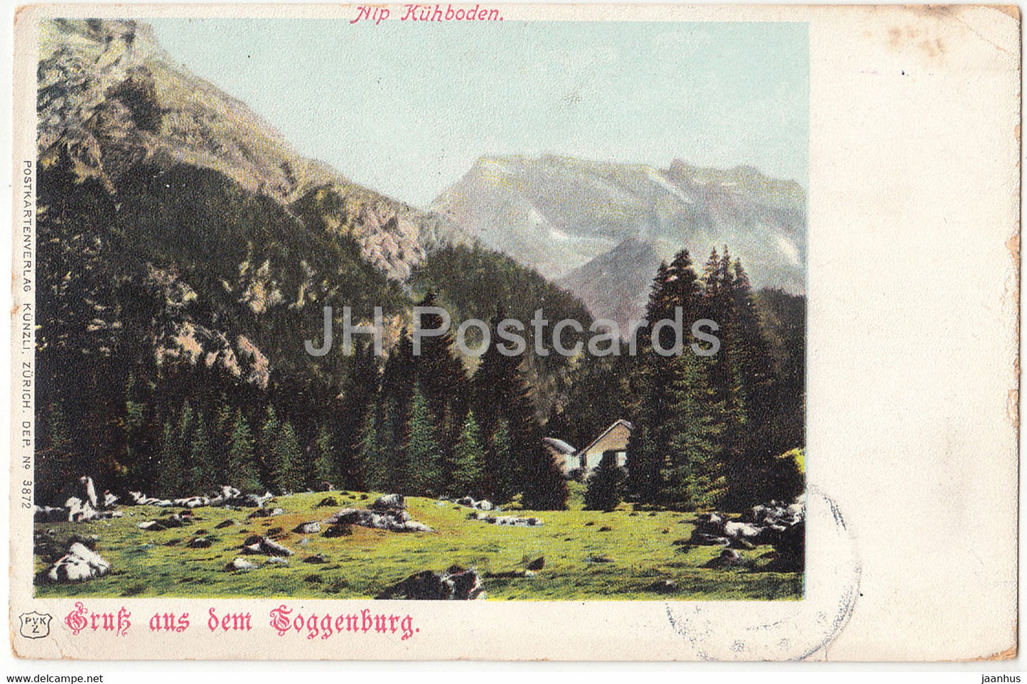 Gruss aus dem Toggenburg - Alp Kuhboden - 3872 - old postcard - 1901 - Switzerland - used - JH Postcards