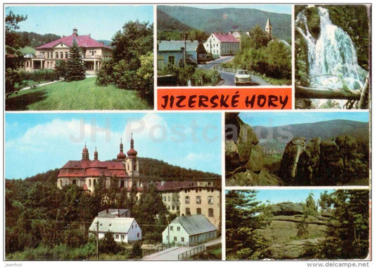 Libverda spa - pavilion Ostrava - Bily Potok - Stolpichu waterfall - Jizerske Hory - Czechoslovakia - Czech - unused - JH Postcards