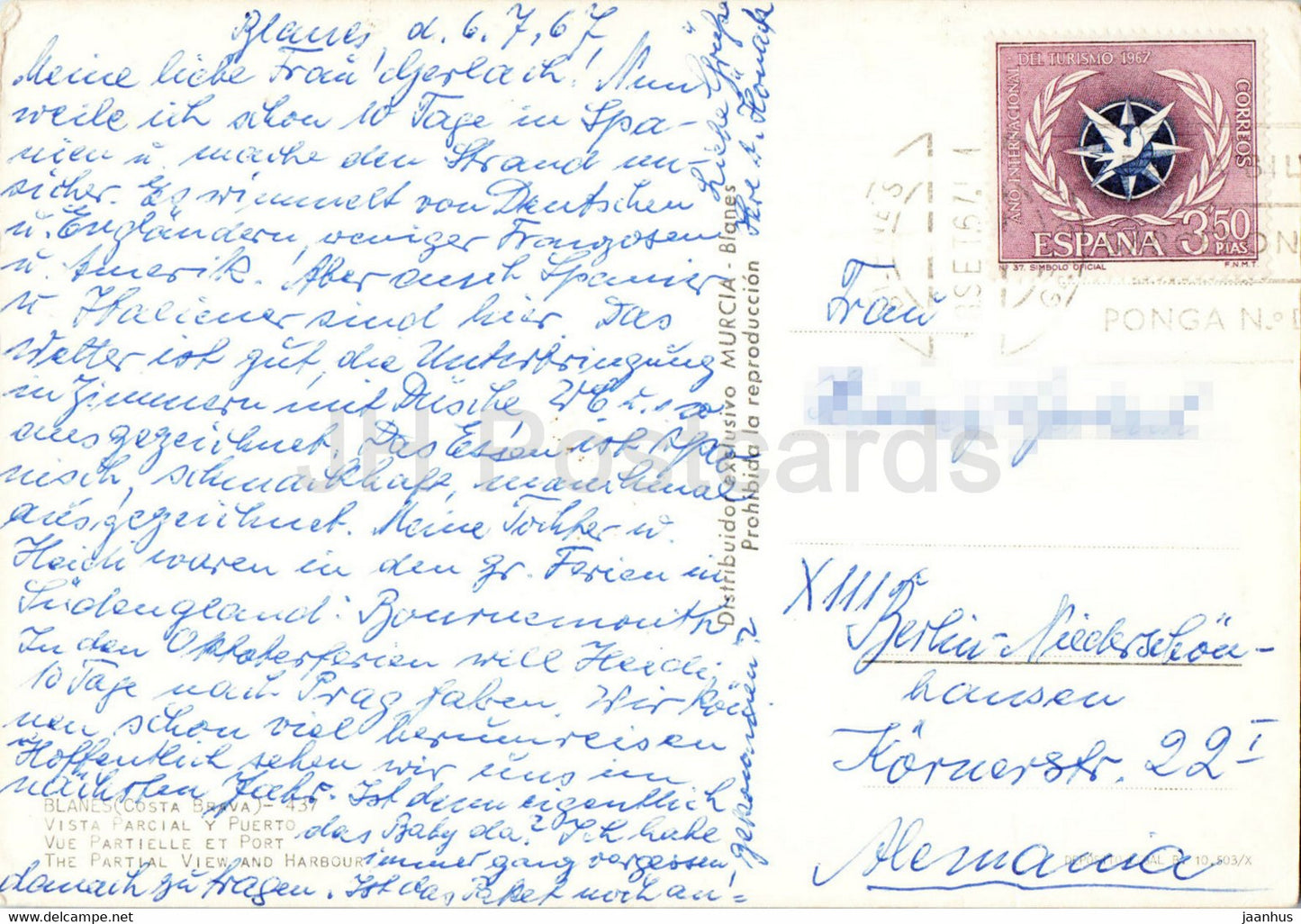 Blanes - Vista Parcial Y Puerto - Hafen - 437 - 1967 - Spanien - gebraucht