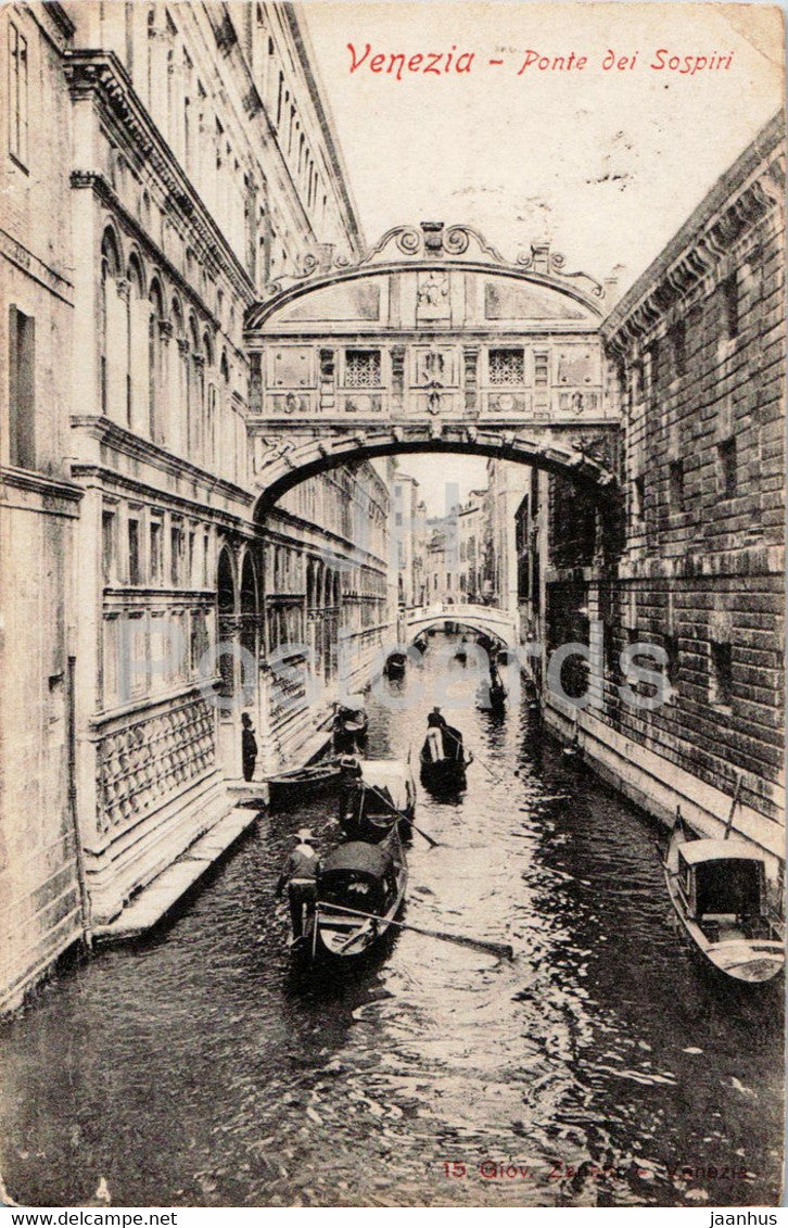 Venezia - Venice - Ponte dei Sospiri - bridge - boat - 15 - old postcard - 1911 - Italy - used - JH Postcards