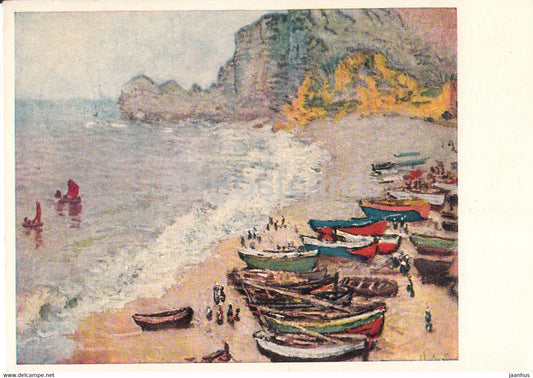 painting by Claude Monet - Die Kuste bei Etretat - The Coast of Etretat - French art - Germany - used - JH Postcards