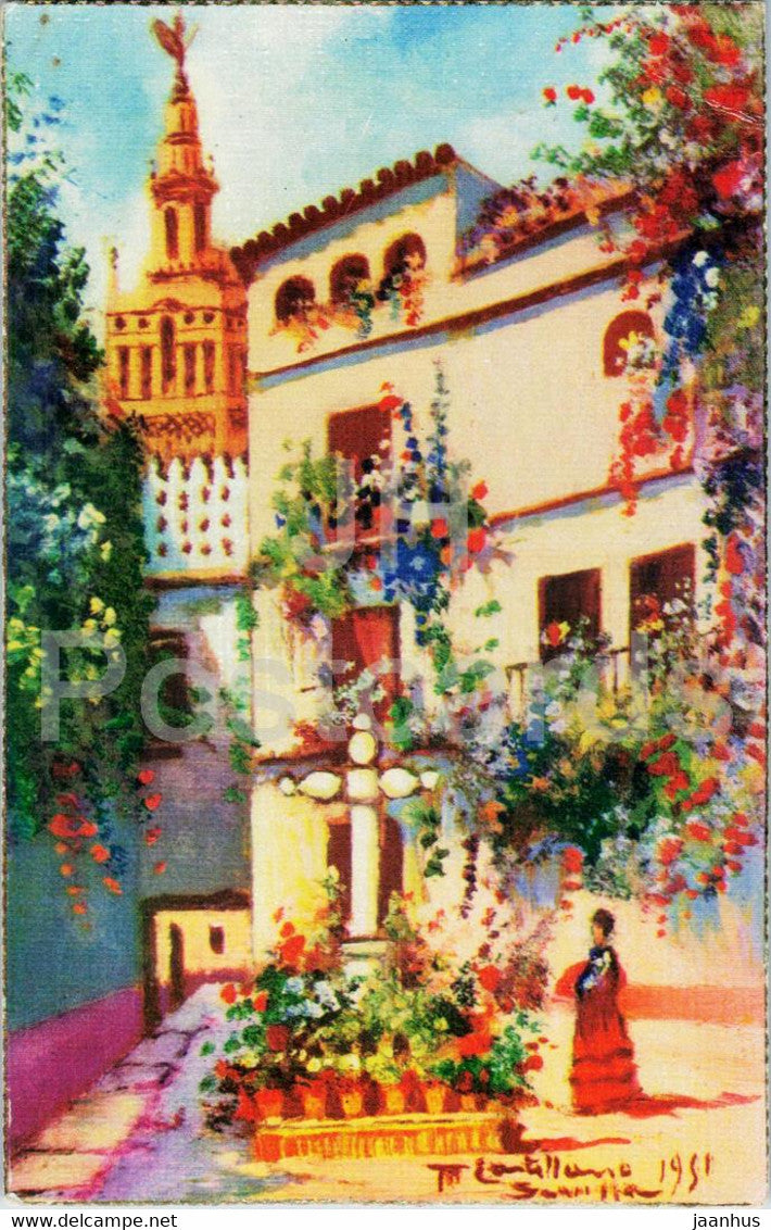 Sevilla - Plaza de Santa Maria - illustration - 4 - Spain - unused - JH Postcards