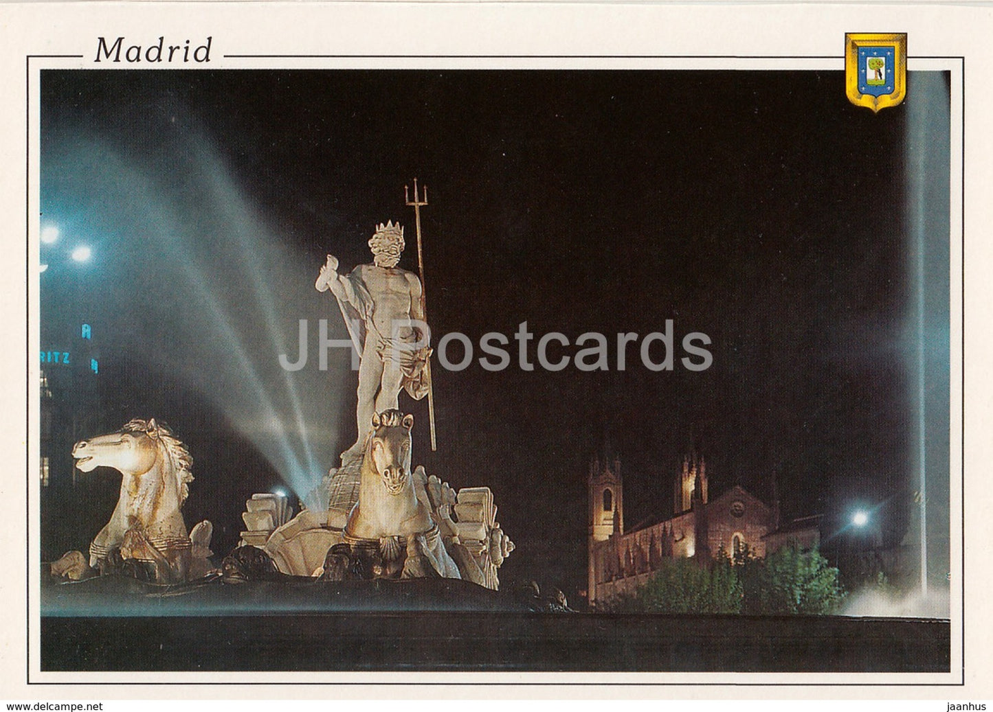 Madrid - Fuente de Neptuo y Jeronimos Reales - Nettuno's Fountain - 193 - Spain - unused - JH Postcards