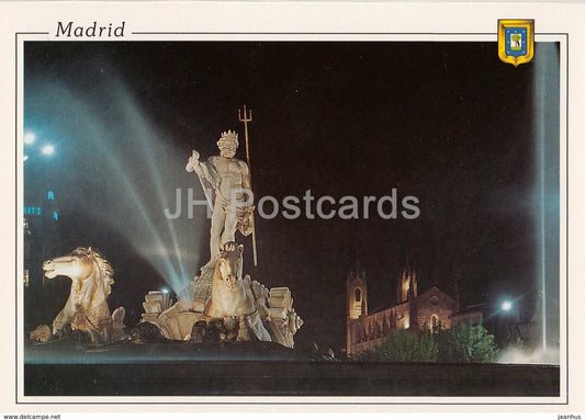 Madrid - Fuente de Neptuo y Jeronimos Reales - Nettuno's Fountain - 193 - Spain - unused - JH Postcards