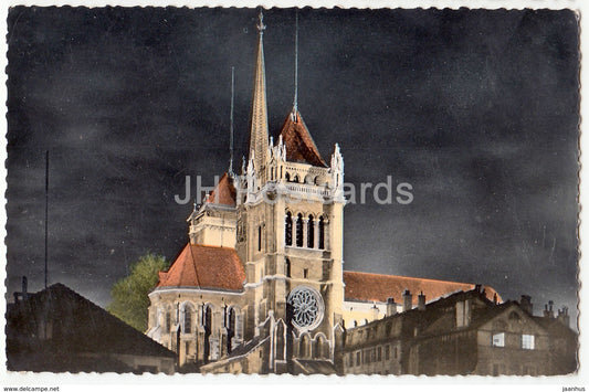 Geneve - Geneva - La Cathedrale de Saint-Pierre illuminee - cathedral - 7159 - Switzerland - unused - JH Postcards