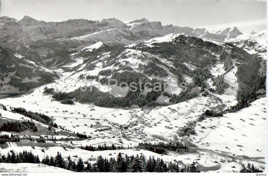 Lenk mit Skigebiet Betelberg - Mittaghorn - Schneiderhorn - Wildhorn - Spitzhorn - 26040 - 1963 - Switzerland - used - JH Postcards