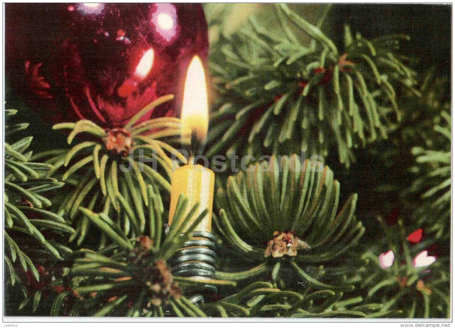 New Year Greeting Card - candle - decoration - 1971 - Estonia USSR - unused - JH Postcards