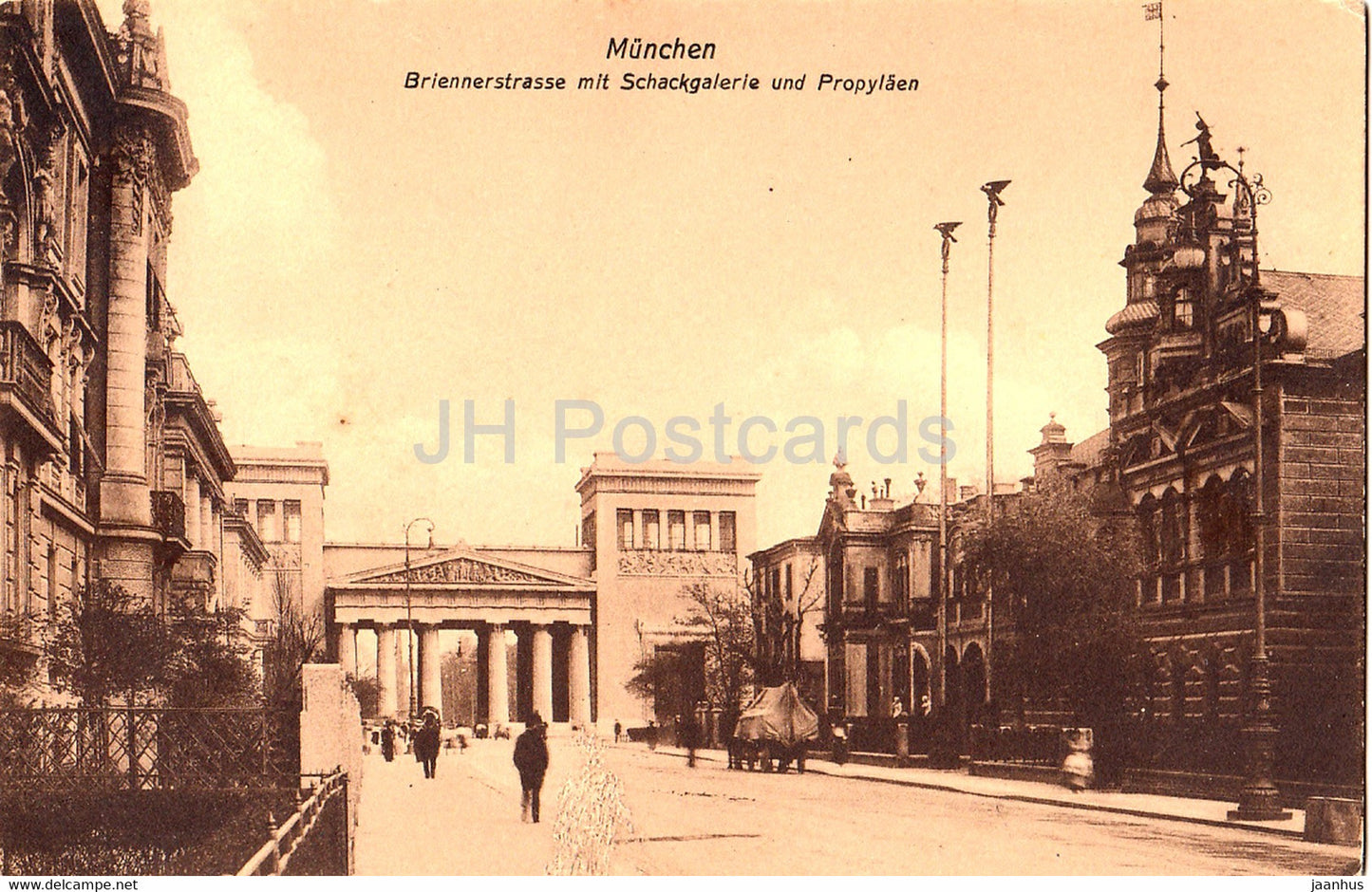 Munchen - Briennerstrasse mit Schackgalerie und Propylaen - Munich - old postcard - Germany - unused - JH Postcards