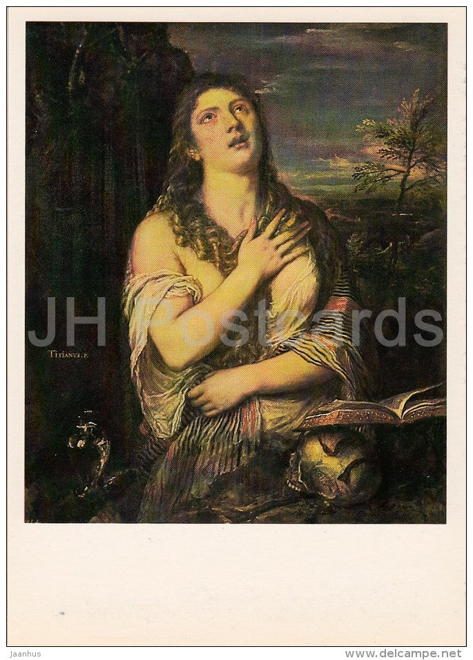 painting by Titian - Repentant Mary Magdalene , 1560s - Italian art - Russia USSR - 1983 - unused - JH Postcards