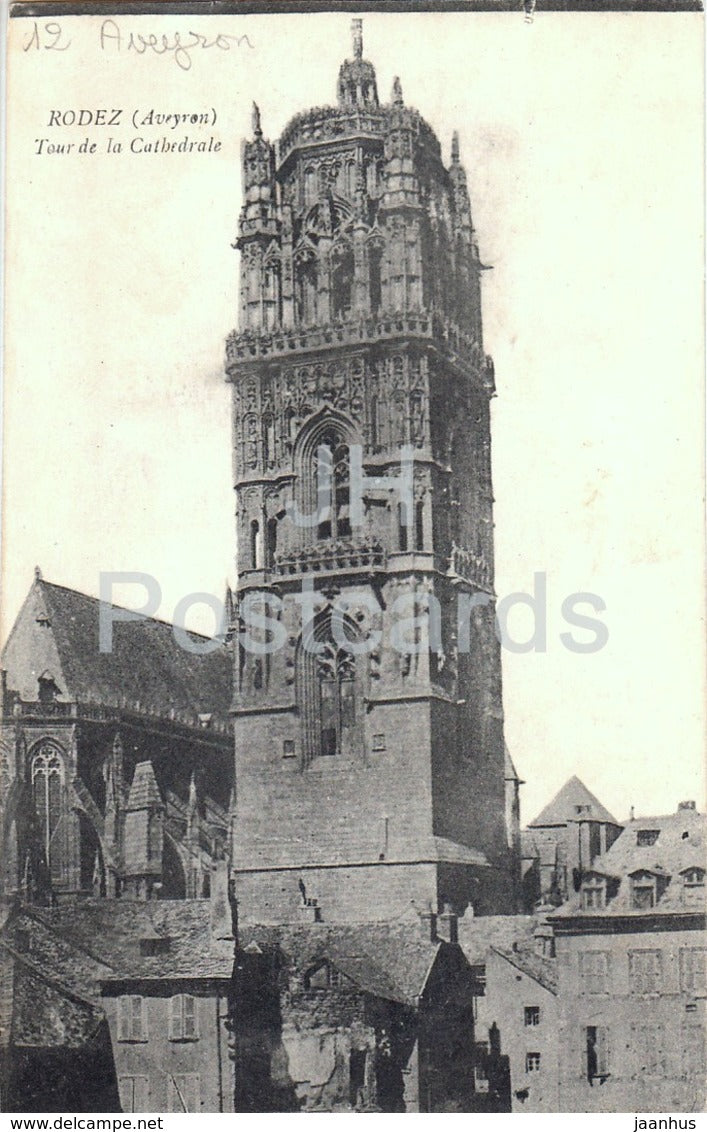 Rodez - Tour de la Cathedrale - cathedral - old postcard - France - used - JH Postcards