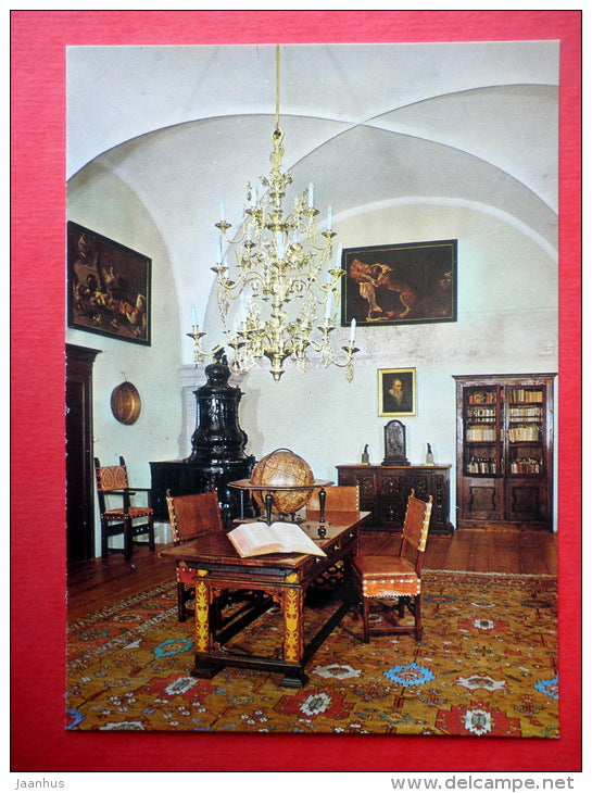 Study containing Renaissance furniture - Cervená Lhota Castle - Czech Republic - Czechoslovakia - unused - JH Postcards