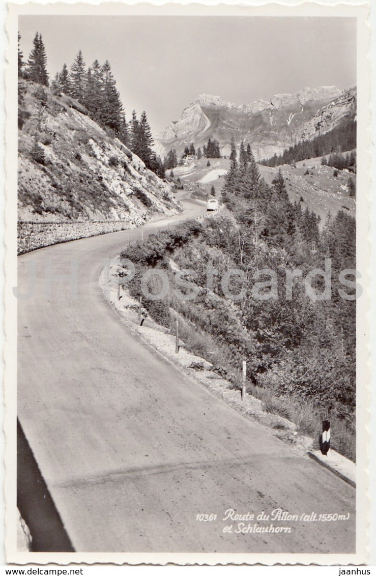 Route du Pillon 1550 m et Schlauhorn - 10361 - Switzerland - 1958 - used - JH Postcards