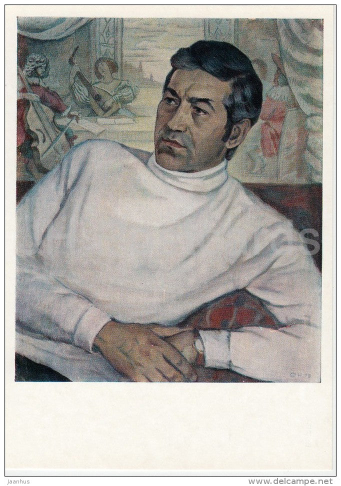 painting by F. Nieminen - Portrait of Composer E. Patlaenko , 1973 - Karelian art - Russia USSR - 1977 - unused - JH Postcards