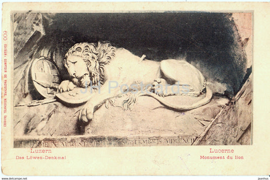 Luzern - Lucerne - Das Lowen Denkmal - monument du lion - 600- old postcard - 1901 - Switzerland - used - JH Postcards