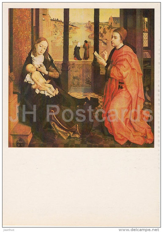 painting by Rogier van der Weyden - Saint Luke drawing Madonna , 1435-40 - Flemish art - Russia USSR - 1983 - unused - JH Postcards