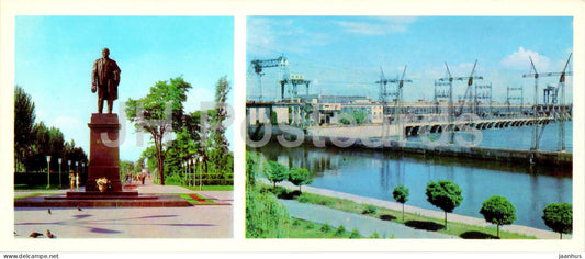 Kamianske - monument to Lenin - hydroelectric power station - 1977 - Ukraine USSR - unused - JH Postcards