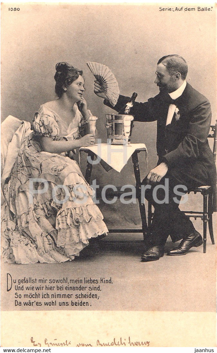 Du gefallst mir sowohl mein liebes Kind - couple - woman and man - 1080 - Auf dem Balle - 1903 - Germany - used - JH Postcards