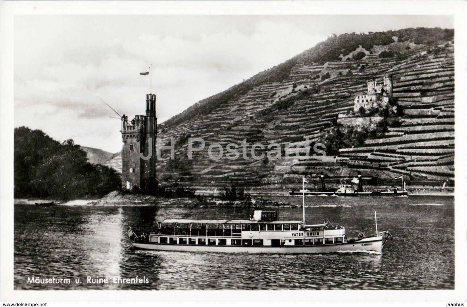 Mauseturm u Ruine Ehrenfels - ship - Germany - unused - JH Postcards