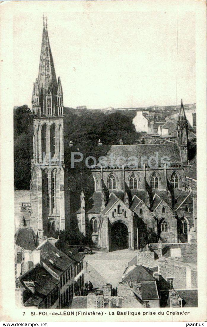 St Pol de Leon - La Basilique prise du Creisk'er - cathedral - 7 - old postcard - France - unused - JH Postcards