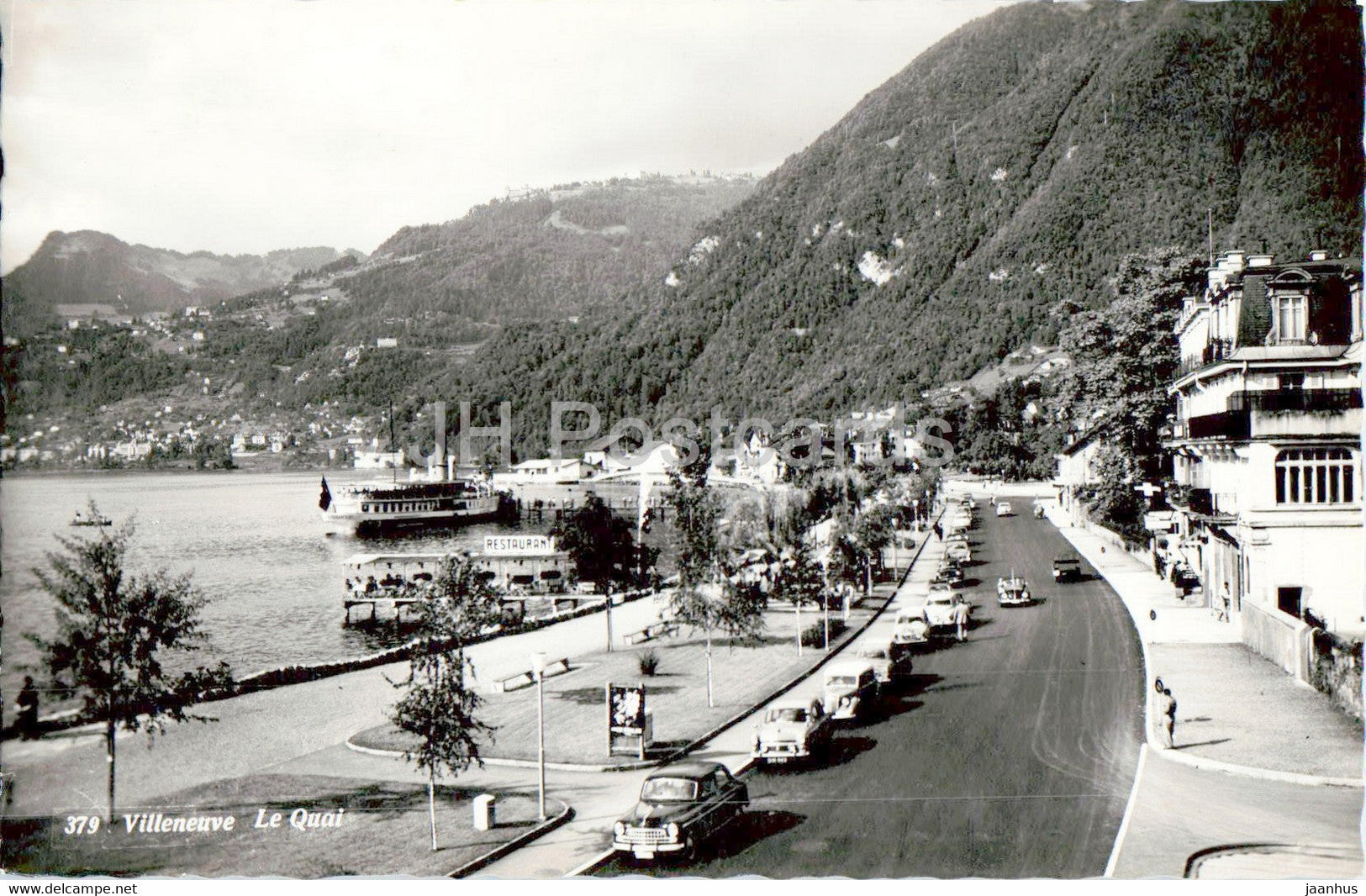 Villeneuve - Le Quai - car - 379 - old postcard - Switzerland - unused - JH Postcards