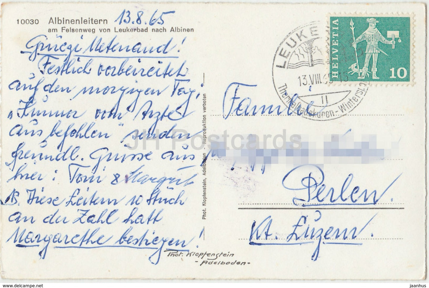 Albinenleitern am Felsenweg von Leukerbad nach Albinen - mountaineer - 10030 - Switzerland - 1965 - used