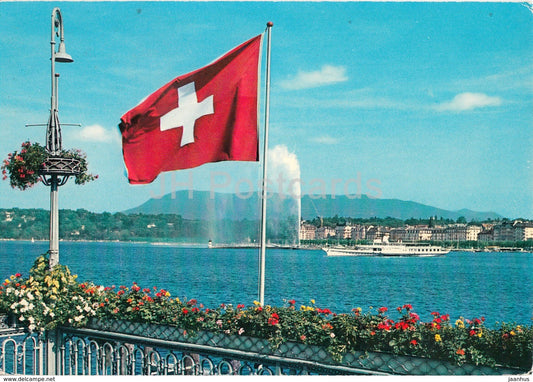 Geneva - Geneve - Le Jet d'Eau - ship - 1972 - Switzerland - used - JH Postcards