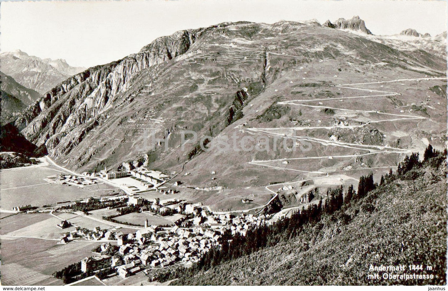 Andermatt 1444 m mit Oberalpstrasse - 3638 - old postcard - Switzerland - unused - JH Postcards