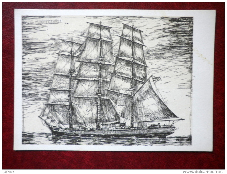 Cutty Sark - sailing ship - illustration by A. Kütt - 1979 - Estonia USSR - unused - JH Postcards