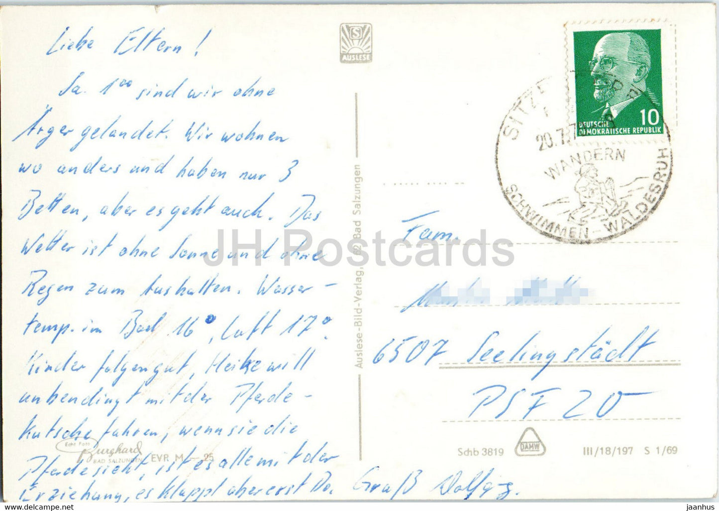 Schwarzburg im romantischen Schwarzatal - Pferdekutsche - alte Postkarte - Deutschland DDR - gebraucht