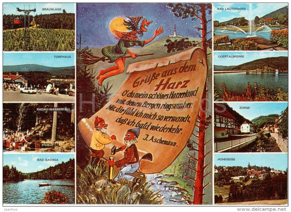 Grüsse aus dem Harz - Braunlage - Torfhaus - Bad Sachsa - Bad Lauterberg - Zorge - Hohegeiss - Germany - 1977 gelaufen - JH Postcards